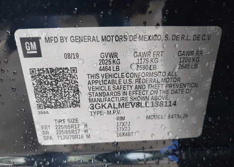 2020 GMC Terrain Fwd Sle z USA, uszkodzony, nr VIN 3GKALMEV8LL138114